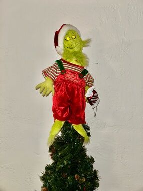 Grinch Santa's Helper  Christmas Tree Topper -Handmade